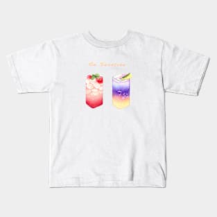 Vacation Gradient Fruit Drink Illustration 漸層飲料插畫 (Colored Pencil 色鉛筆) Kids T-Shirt